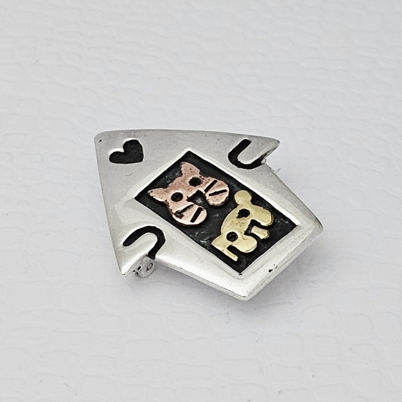 Silpada Rare Sterling Silver Brass Copper Cat Dog Heart House Pin Brooch FFI664 - Picture 3 of 16